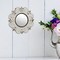 8" Round Off White Ceramic Accent Wall Mirror with Attached Hanging Loop, Decorative Vintage Decor for the Living Room, Bedroom, Hallway, and Entryway